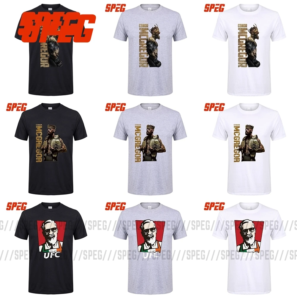 Мужская Винтажная Футболка SPEG The King Of Конор Макгрегор с коротким рукавом и