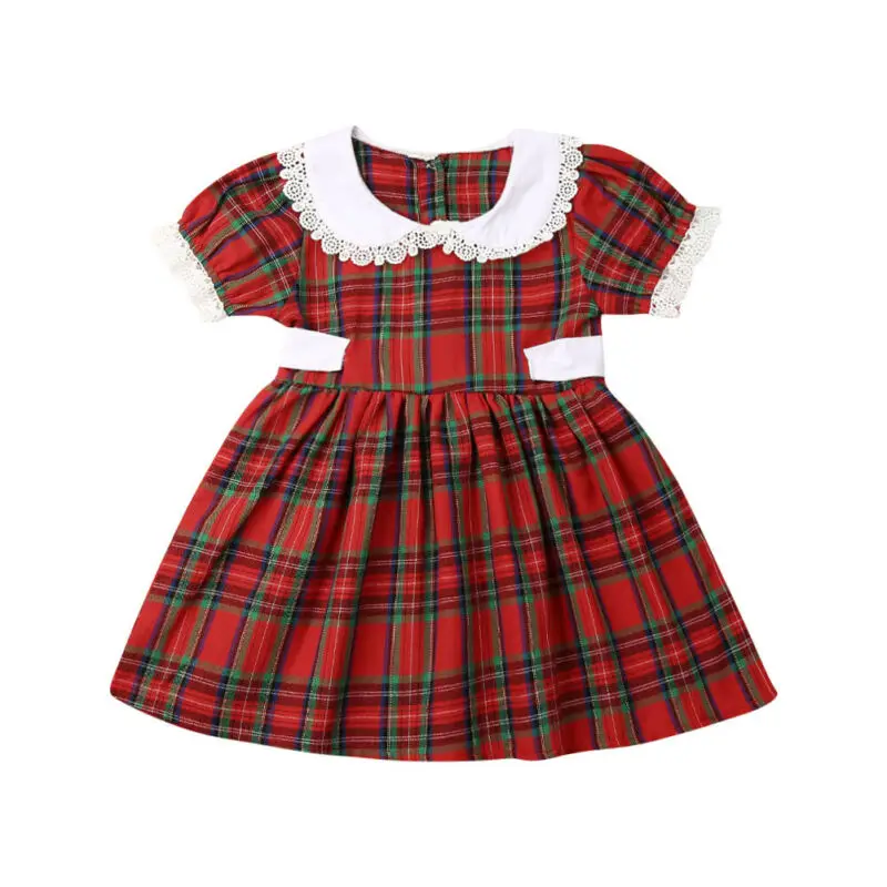 Big/Little Sister Matching Christmas Clothes Kids Baby Girl Red Plaid Romper Dress Princess Child Xmas Clothing 0-6Y |