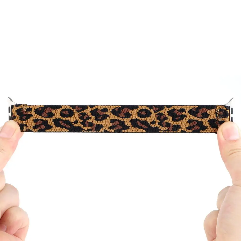 

Fabric Watchband for Series 6 SE 5 4 3 Apple Watch Band Elastic iwatch Wrist Belt for 38mm 40mm 42mm 44mm Leopard Bracelet.