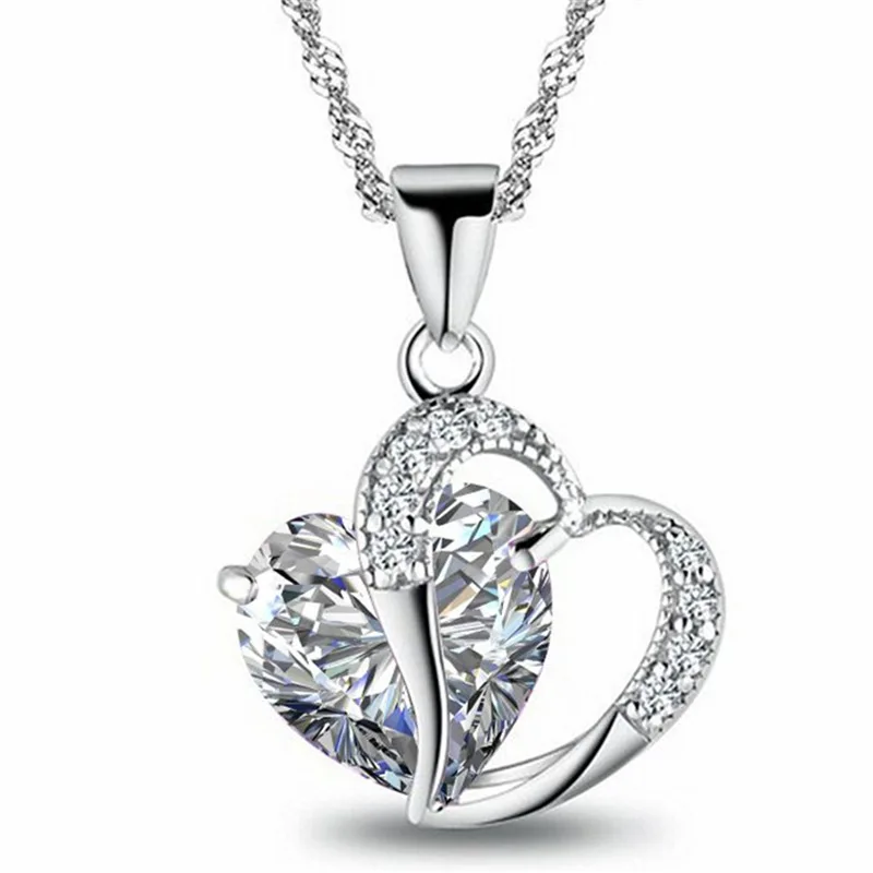 

CR Jewelry Hot Sale S925 Sterling Silver Love Pendant Women's Fashion Creative Diamond Heart Necklace Clavicle Chain Manufacture