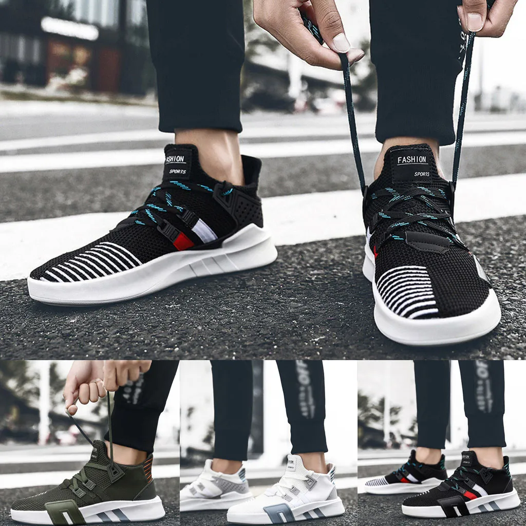 

New Men Comfortable Fashion Casual Shoes Mesh Breathable Light Spring Summer Sneakers White Flat Slip on Trainers Male Shoes