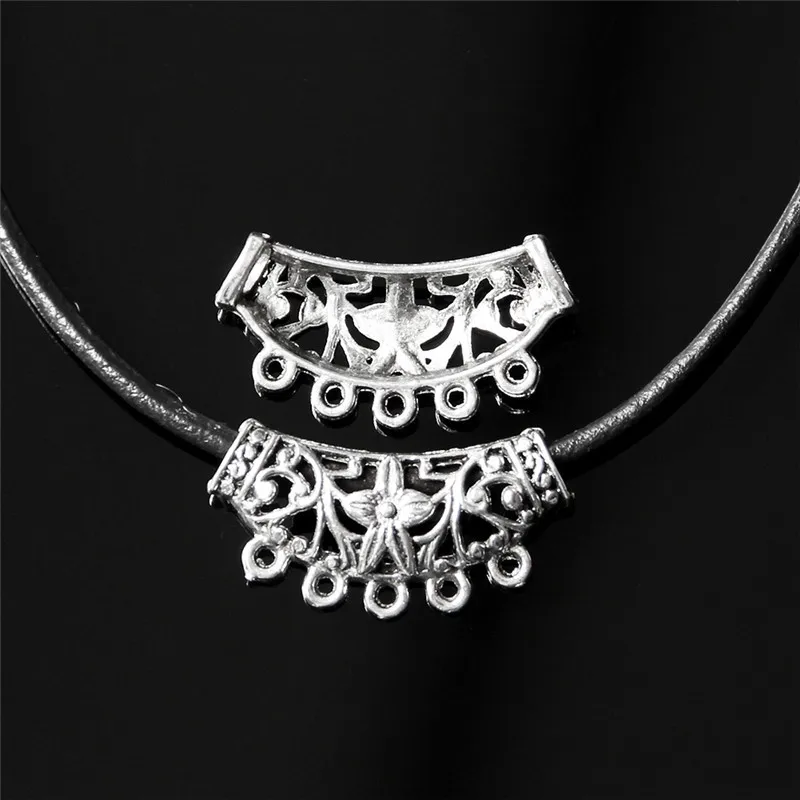 

6Pcs Tibetan Silver Hollow Flower Spacer Beads DIY Handmade Jewelry Making Accessories Necklace Pendant Connector Base