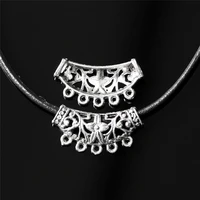 6pcs tibetan silver hollow flower spacer beads diy handmade jewelry making accessories necklace pendant connector base