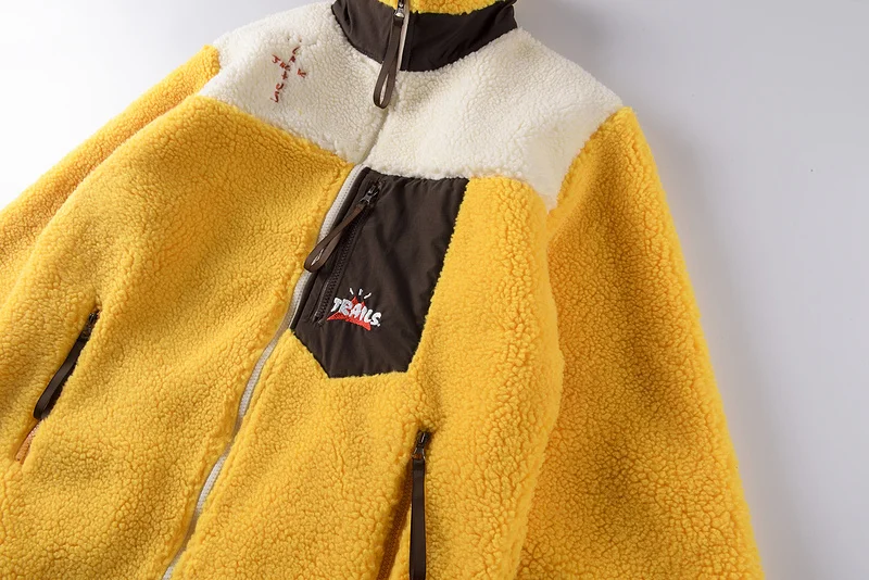 

2021 Travis Scott Patchwork Cactus Jack Zip Jacket Men Women Couple Berber Fleece Jacket Oversized Hip-hop High Street TS Jacket