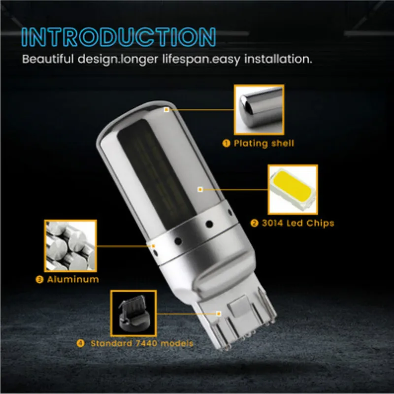 Новинка T20 W21 W7440 1156 3014 144SMD лампа для декодирования стоп-сигнала руля