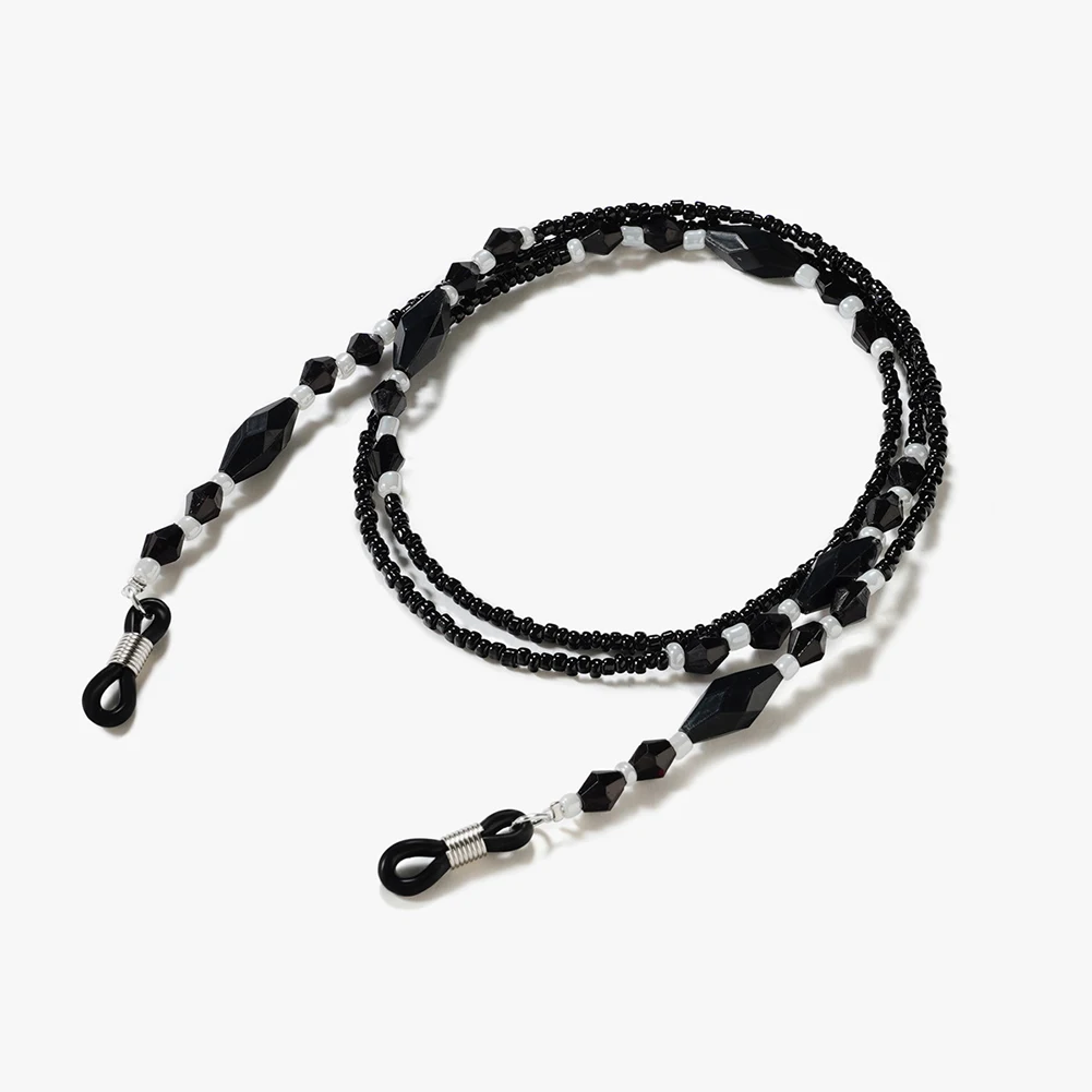 

New Trendy Black Beaded Glasses Chain Women Men Retro Sunglasses Lanyard Eyeglasses Cords Anti-slip Neck Strap