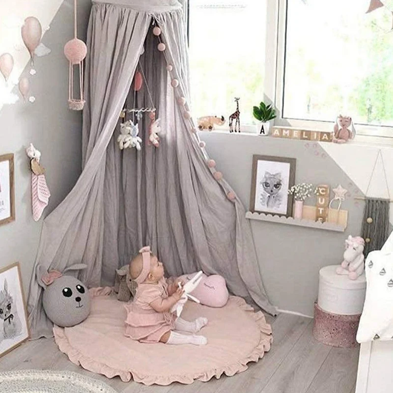 

Round Soft Cotton Padded,Baby Play Mats with Lace,Newborn Crawling Mat,Carpet for Nordic Room Decoration,100CM