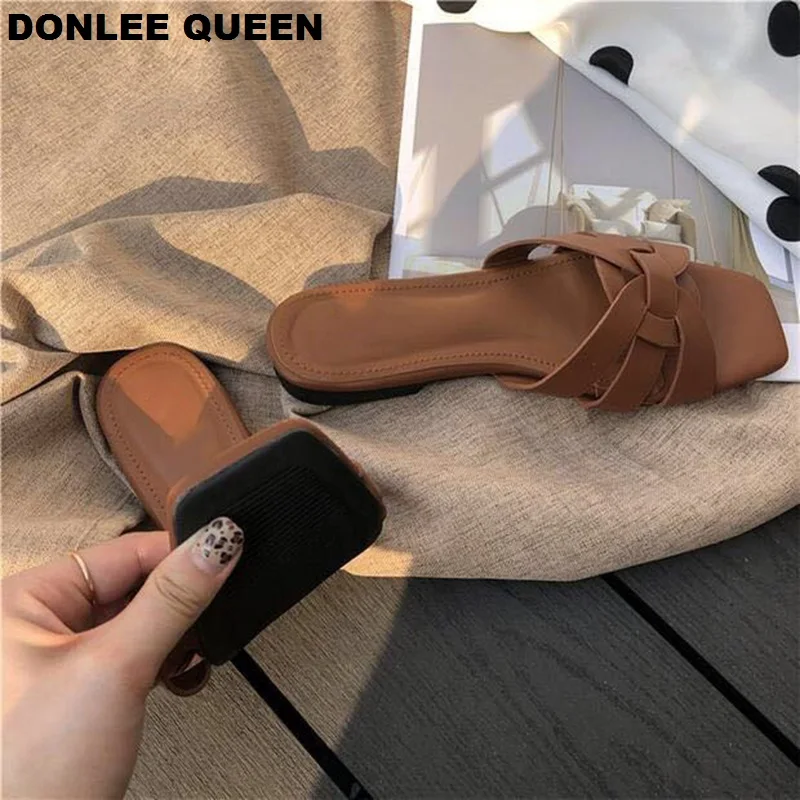 

Women Brand Slippers Summer Slides Open Toe Flat Casual Shoes Leisure Sandal Female Beach Flip Flops Big Size 41