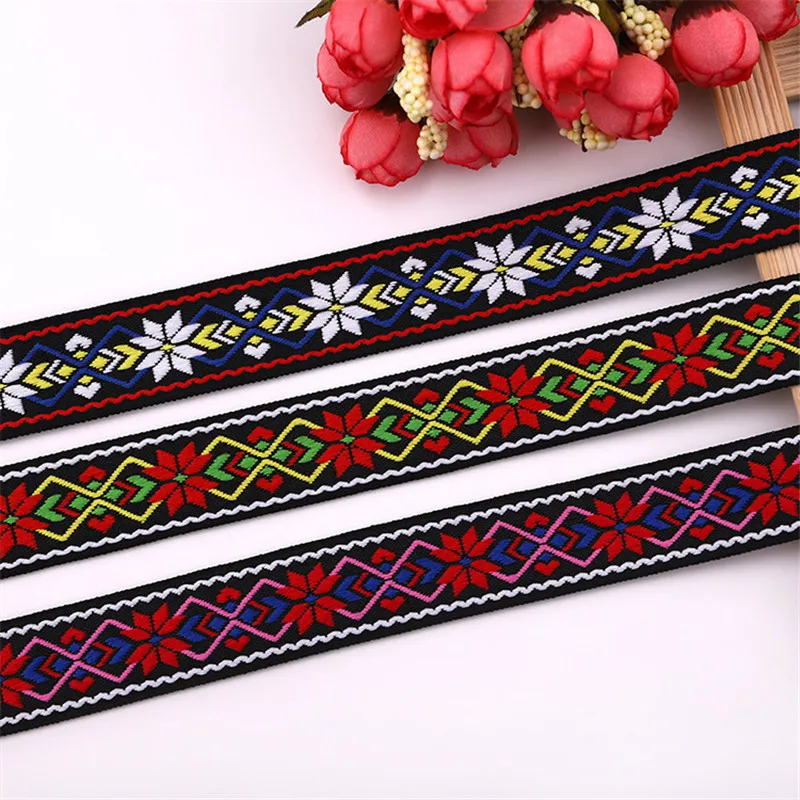 25 мм винтажные Этнические вышитые жаккардовые ленты отделка своими руками сумка для украшения ручной работы одежды Швейные головные уборы 2 ярда