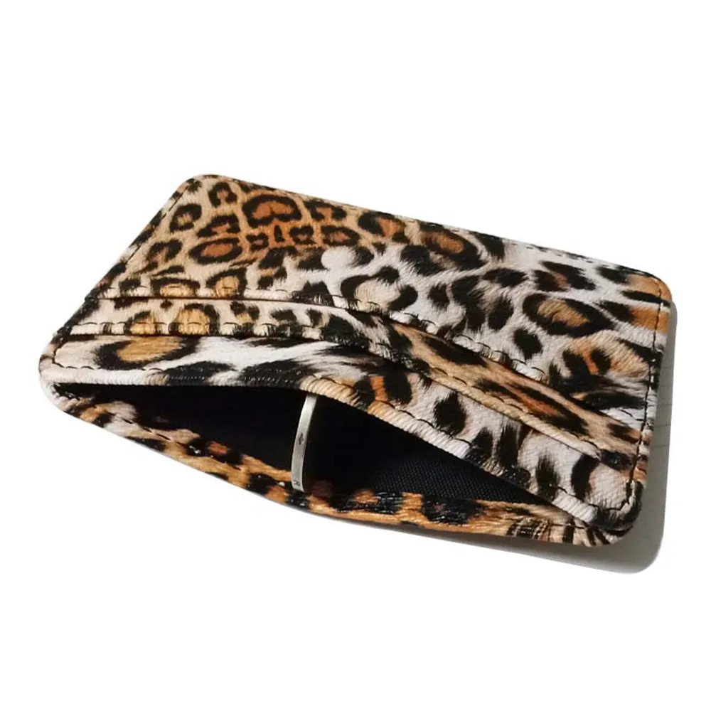 

New Arrivals Small Mini Leopard Pattern Pu Leather Bank Business Id Card Holder Wallet Case For Men Women With 6 Slots