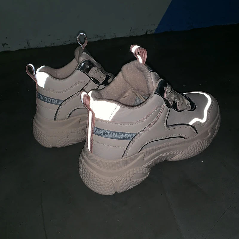 2020 Весенняя женская модная обувь Светоотражающие Кроссовки Повседневная на