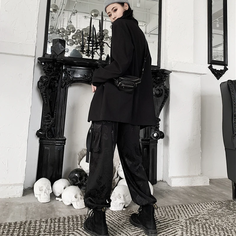 Брюки-карго женские с широкими штанинами и принтом | Женская одежда