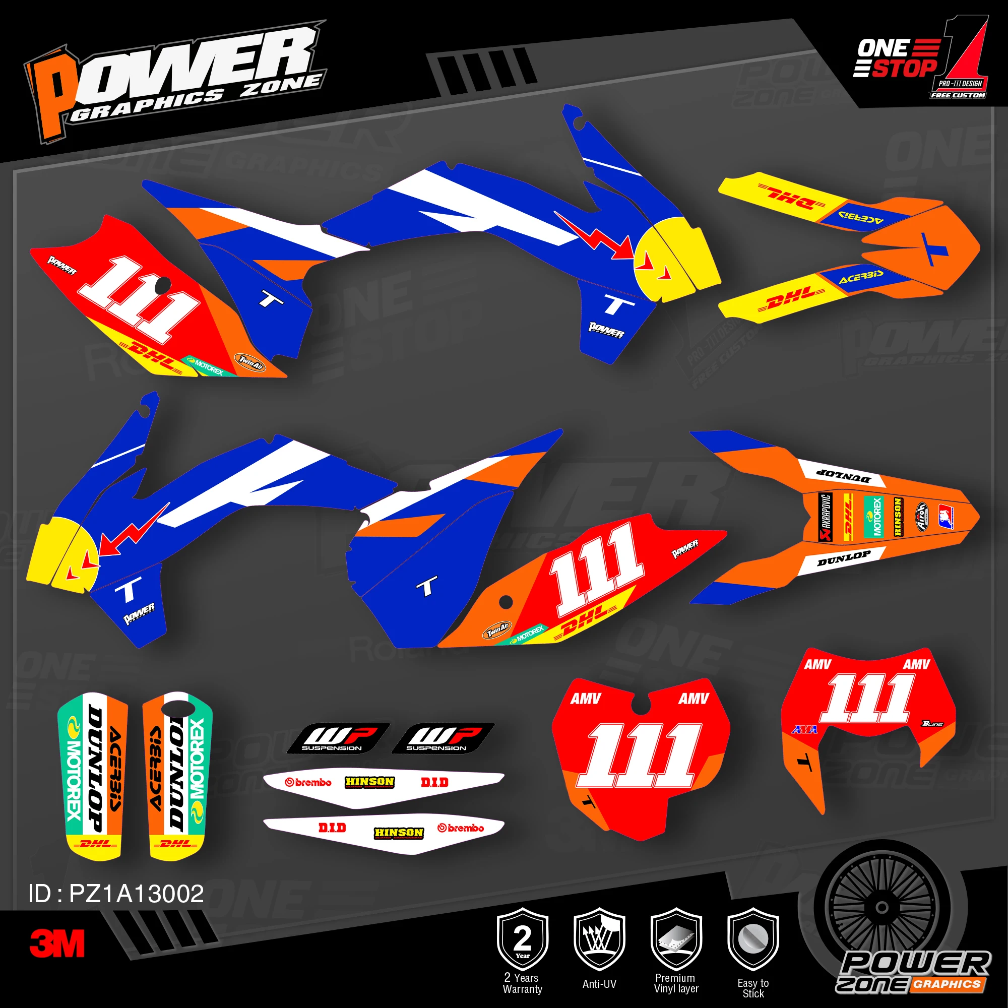 PowerZone Custom Team Graphics Backgrounds Decals 3M Stickers Kit For KTM SX SXF MX 13-15 EXC XCW Enduro 14-16 125 to 500cc 02 | Автомобили