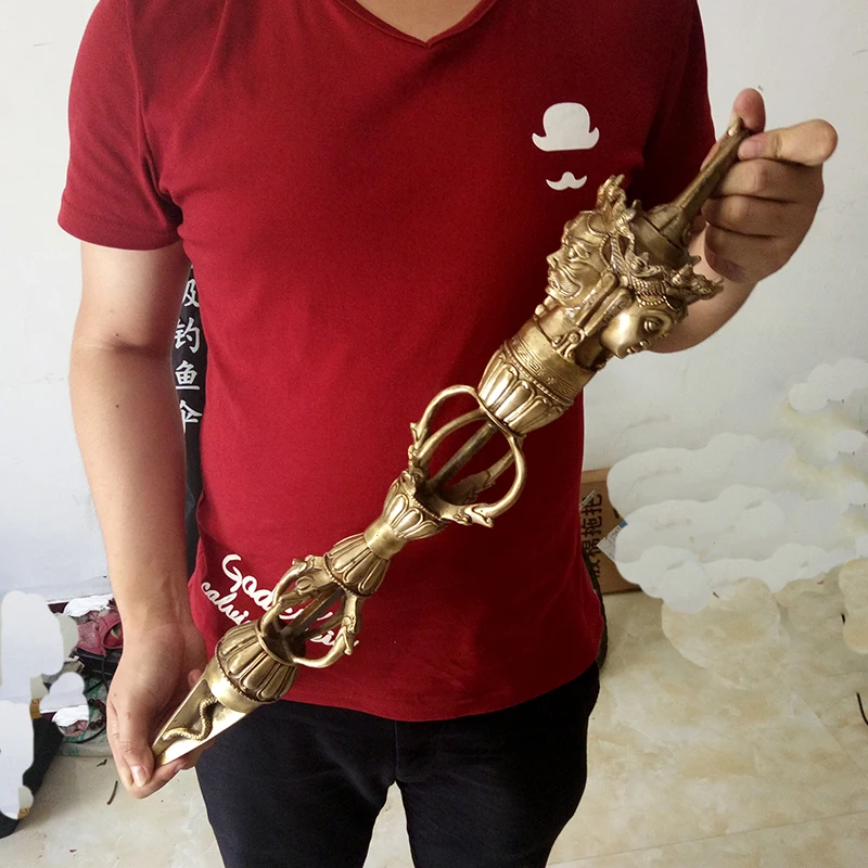 

LARGE Wholesale Buddhist articles Talisman efficacious Protection Tibetan Buddhism Hayagriva Kong Kim Vajra sceptre figure statu