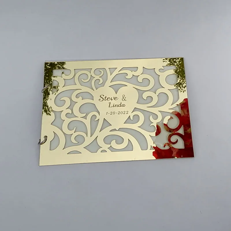 Заказное акриловое зеркало с белым пустым Гостевая книга для свадьбы Подпись