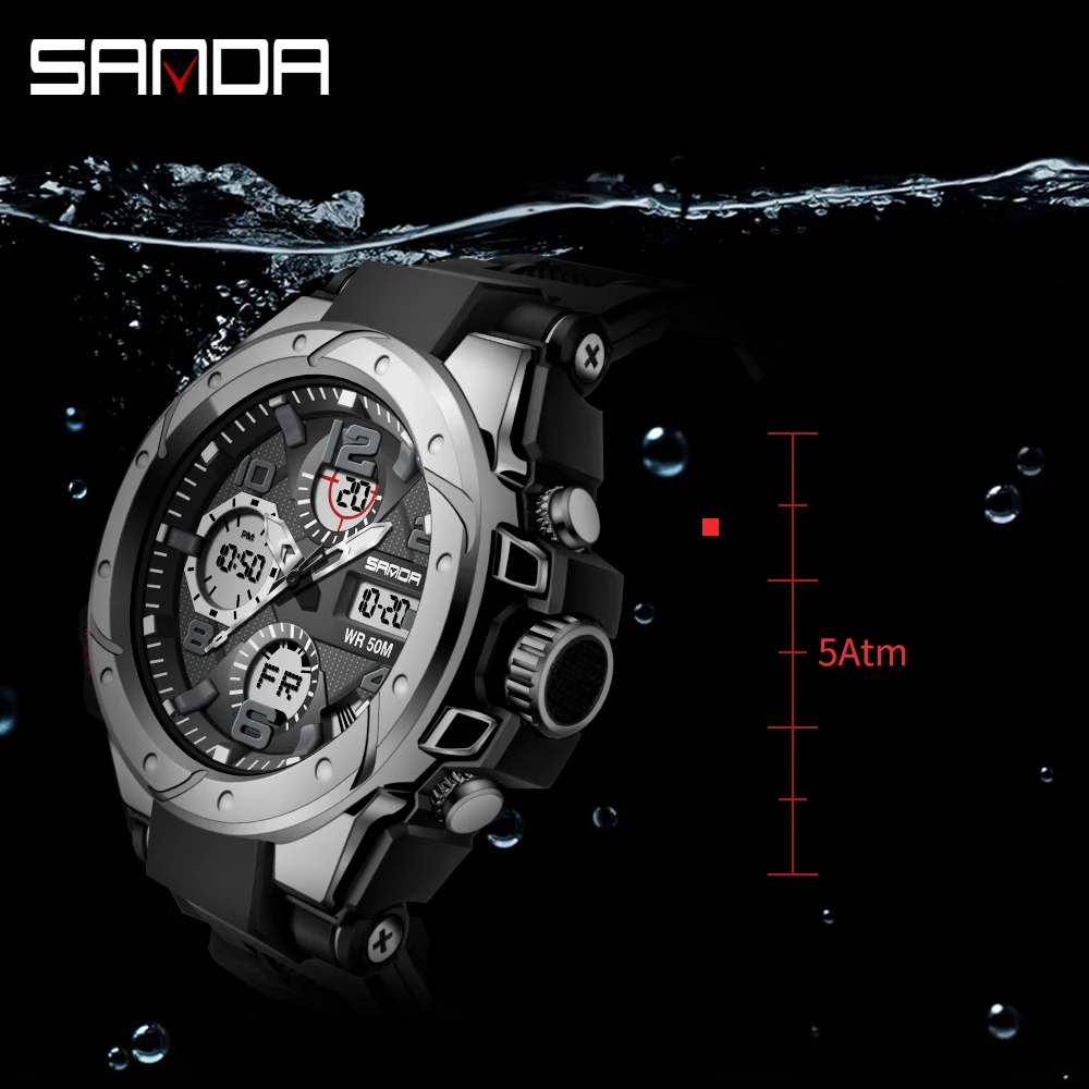 Часы наручные SANDA Мужские Цифровые спортивные светодиодсветодиодный в стиле