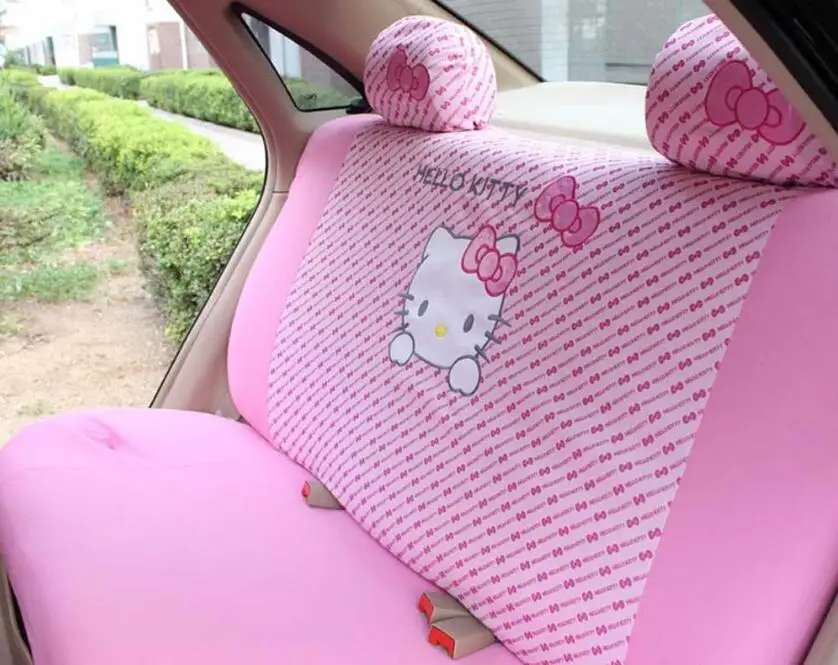 

Cute Zebra Stripe Winter Plush Universal Car Seat Cover Cartoon kitty Headrest Neck Pillows Auto Interior Accessories for Women