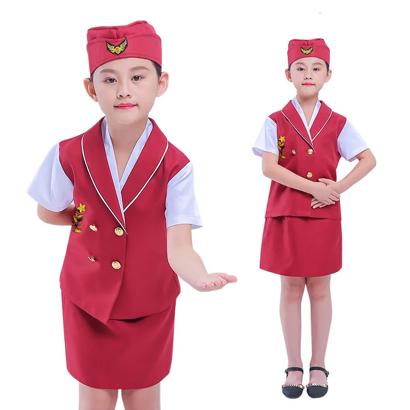 

Sexy stewardess suits girl stewardess dress sexy flight attendant dress but role-playing uniform for child