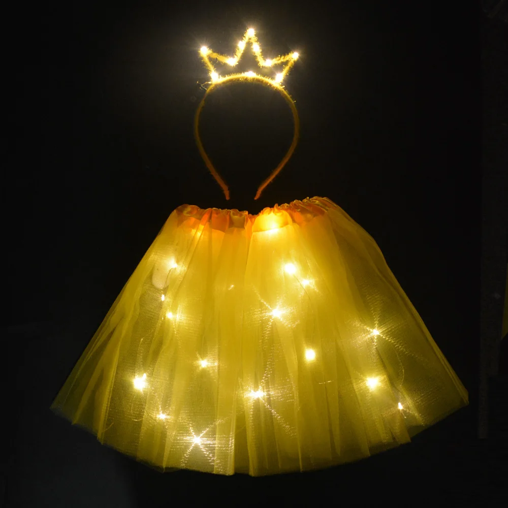 crown yellow Светодиодный светильник балетные пачки на проволоке Кот кролик ухо Корона повязка юбка светящаяся неоновая вечеринка подарок на день рождения Хэллоуин СВЕТОДИОДНЫЙ одежда Рождественское украшение - Цвет: crown yellow