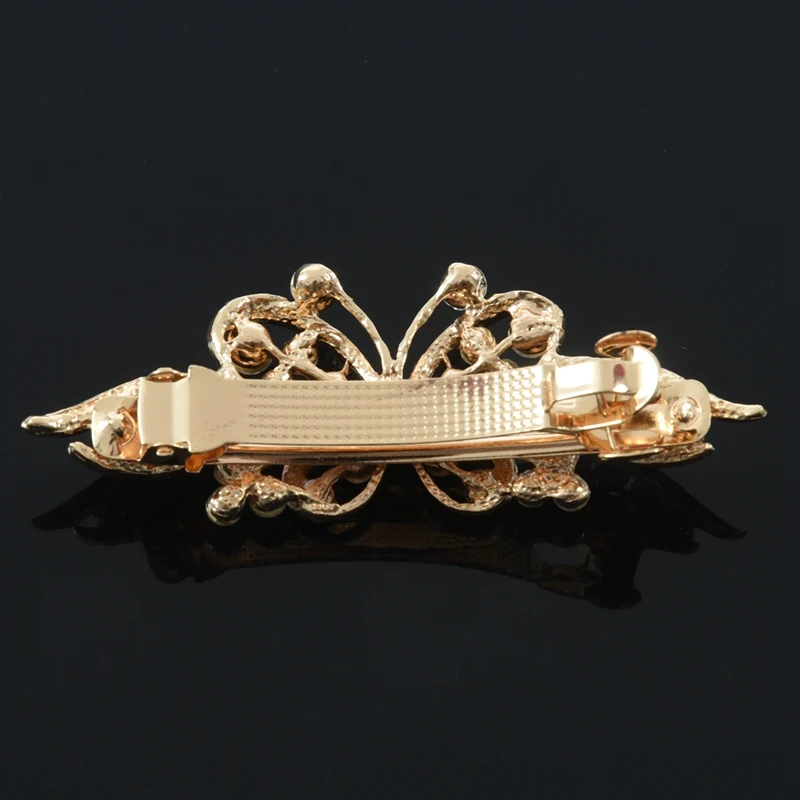 Женская заколка для волос с золотистыми металлическими черными бабочками Стразы