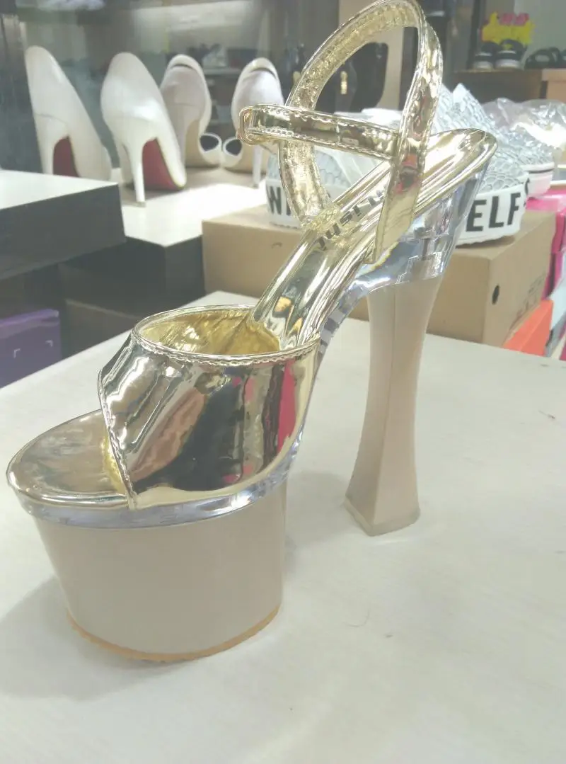 

Summer sexy crystal transparent / 20cm super high heeled waterproof platform thick heeled walk show night club high heeled