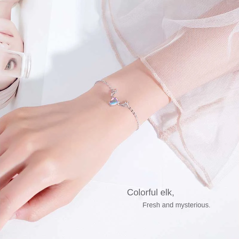 

Xiaoboacc Christmas Elk Bracelet for Women Simple Korean Student Forest Sweet Small Fresh Antler Bracelet Female
