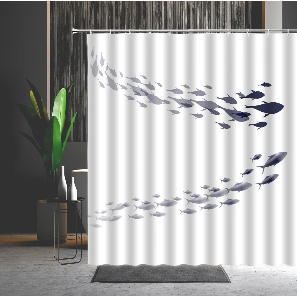 Душ Шторы набор рыбы группы морской волны Небесно-Голубой солнечного света птица