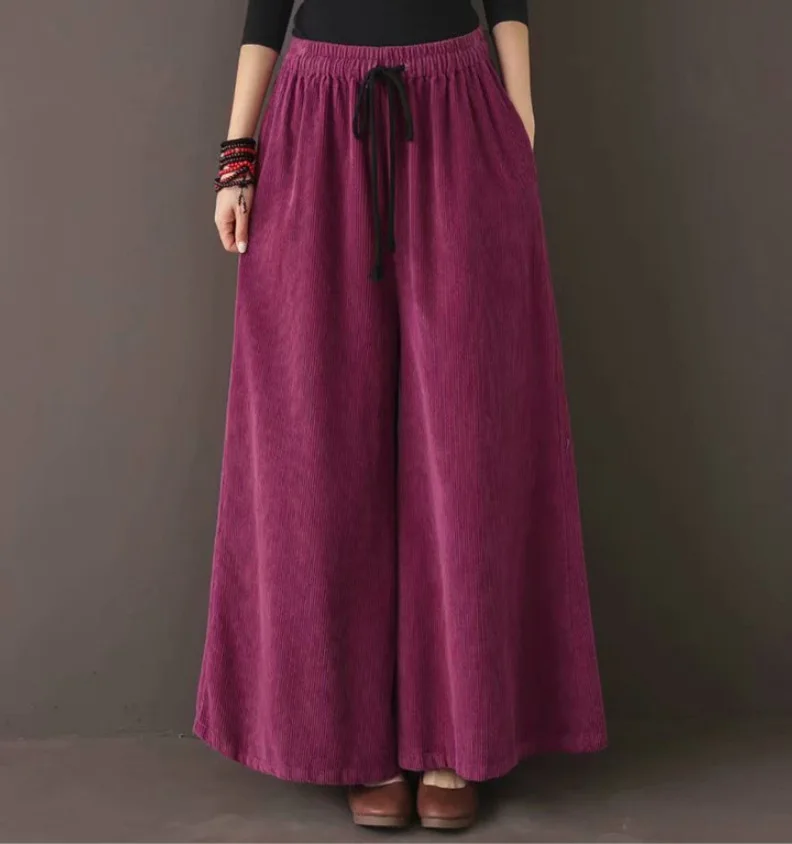 Весна Осень 2020 женские брюки большого размера свободные вельветовые Новая