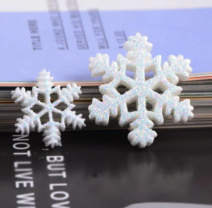 20 шт./лот рождественские украшения белая Снежинка из смолы с плоским основанием