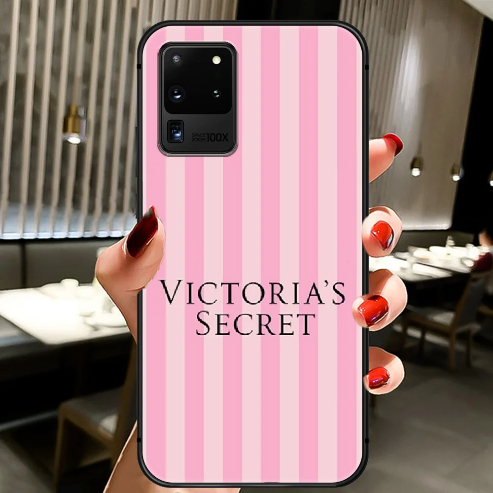 

Pink Fashion Brand Victoria Phone Case Cover Hull For Samsung Galaxy S 6 7 8 9 10 e 20 Edge Uitra Note 8 9 10 Plus black Hoesjes