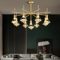postmodern copper led chandelier lighting k9 crystal diamond living room bedroom luxury hanging lamp dining villa hall fixtures