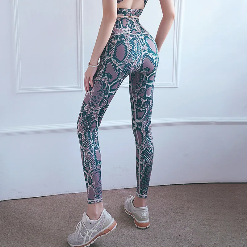 

NORMOV Women Snakeskin Printed Leggings Fitness High Wasit Slim Push Up Workout Legging Elastic Seamless Leggins Jeggings Female