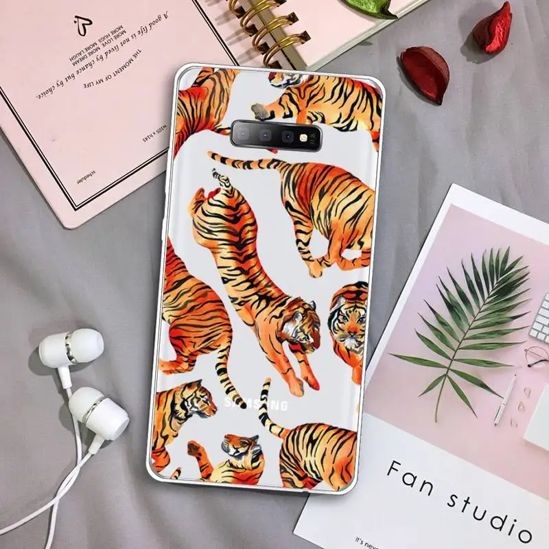

Tiger leopard horror animal Phone Case Transparent For Samsung Galaxy S A 5 7 8 9 2015 20 edge plus 10 e lite 2019