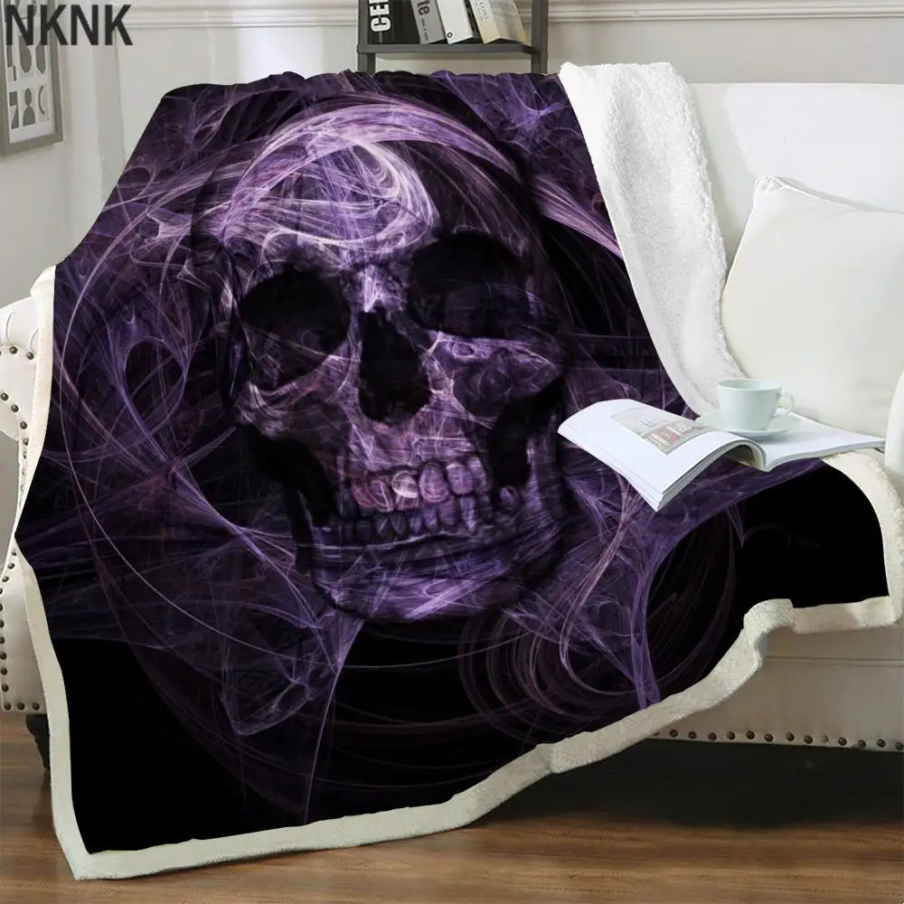 

NKNK Brank Skull Blankets Abstract Bedspread For Bed Psychedelic Bedding Throw Harajuku Blankets For Beds Sherpa Blanket Animal