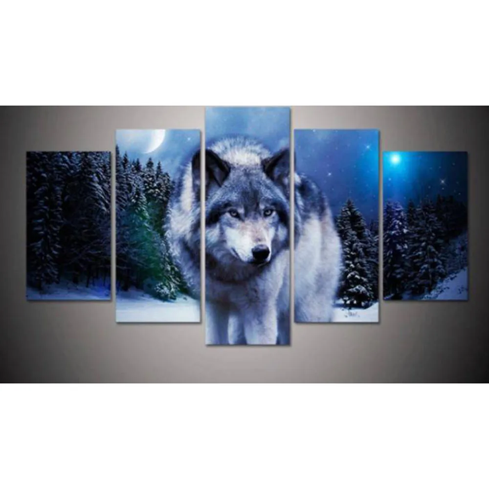 5 шт. алмазная вышивка с изображением волка крестиком квадратная круглыми