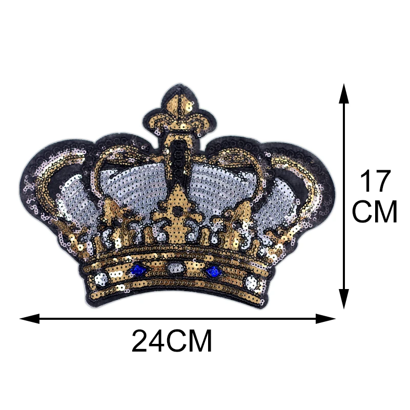 

Sequin Crown Iron on Patches for Clothing Decorative Backpack Embroidery Patch on Clothes Sticker Fabric Badge Accessories large
