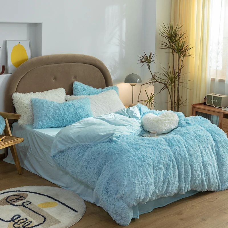 Пододеяльник зимнее очень теплое плюшевое бархатное постельное белье комплект