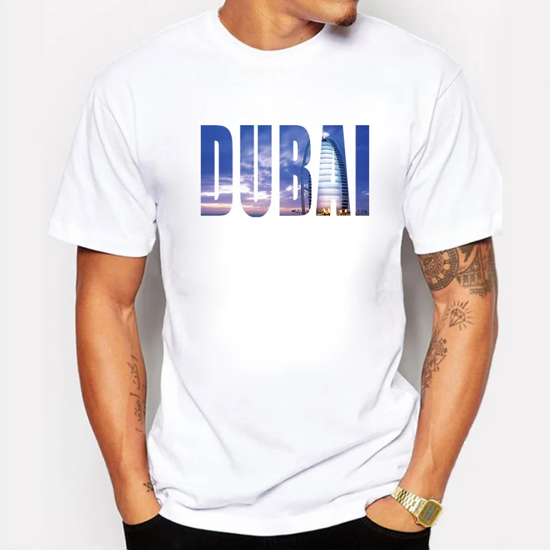 Новинка 2021 модная мужская футболка высокого качества с городским дизайном Дубая