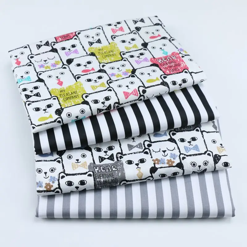 Саржевая ткань из 100% хлопка с принтом кошек для лоскутов материал