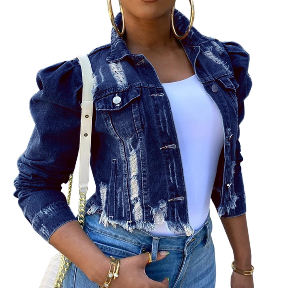 Осенние женские пикантные рваные джинсовые куртки 2020 винтажная повседневная