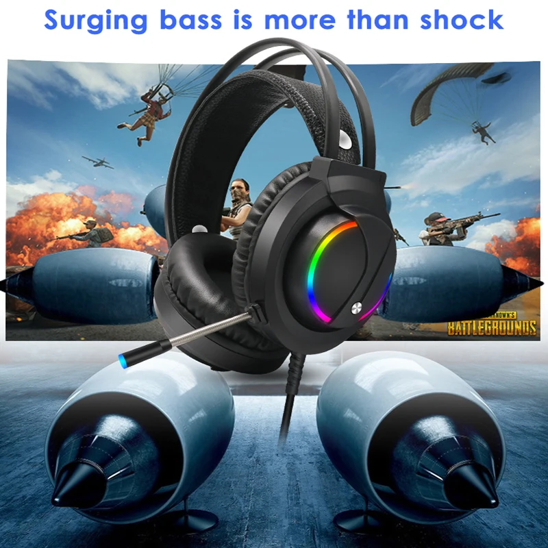 Игровая гарнитура USB 3 5 мм Проводная RGB Gamer наушников 7 1 объемный стерео наушники с