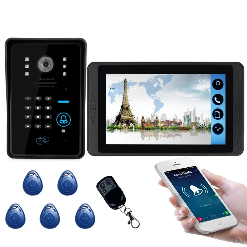 WiFi Video Intercom 7 Inch Video Doorbell System with Indoor LCD Monitor Outdoor Video Camera Doorbell Wired/wifi Home Intercom