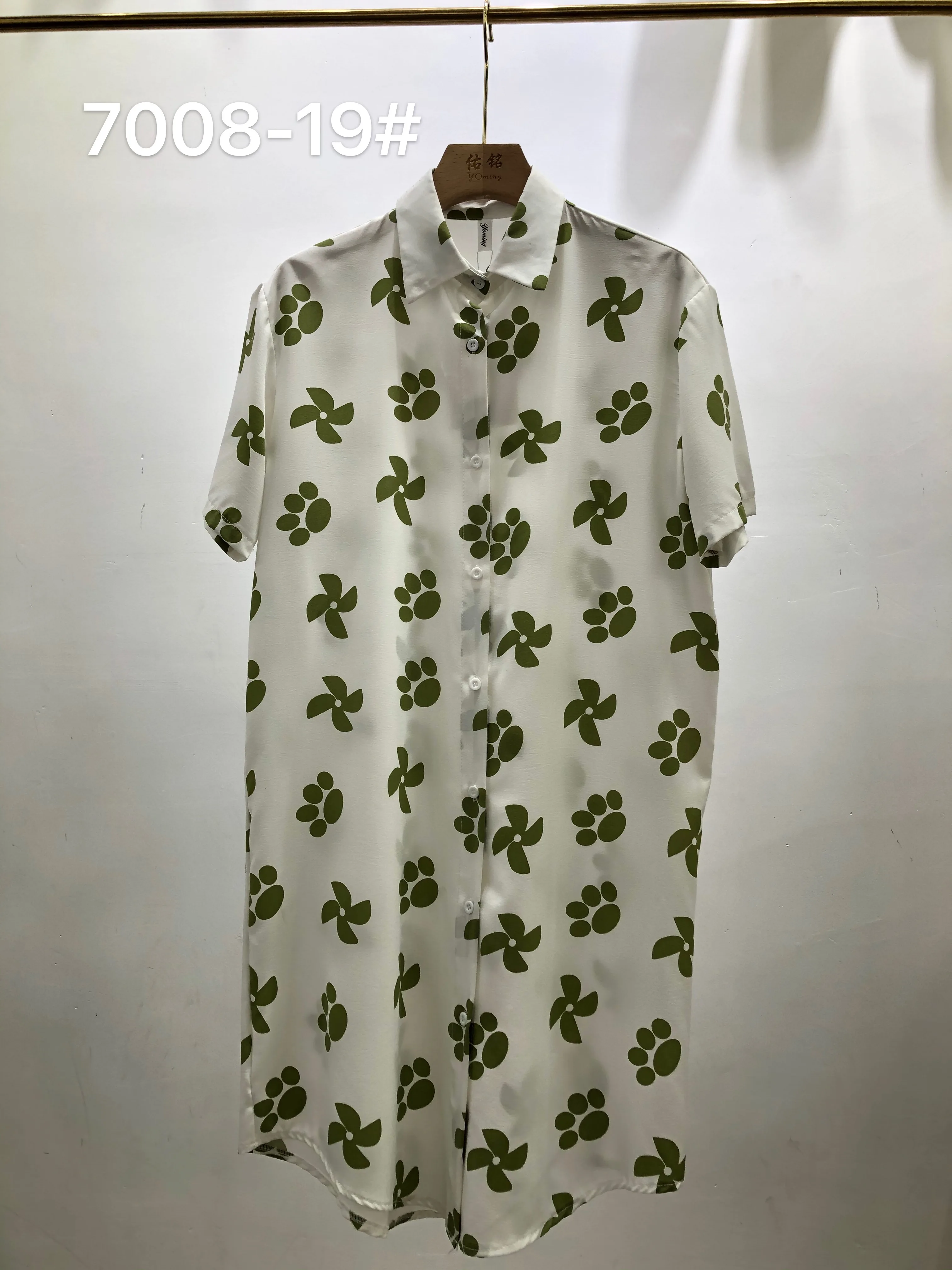 

YOMING YM1059 Fashion Africa Plus Size Print Long Blouses Tops Turn-Down Collar Short Sleeve Buttons Style Shirts Streetwear