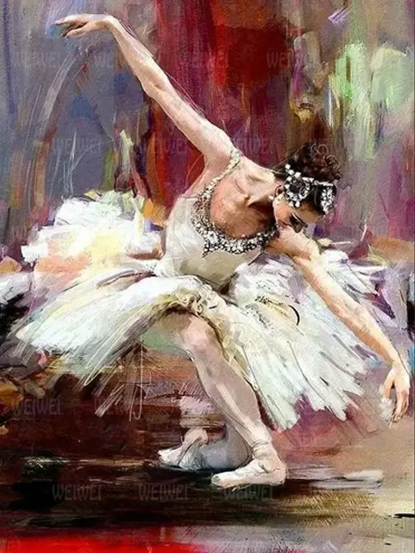 Набор для росписи "Балерина" с бриллиантами для взрослых, масло, портрет, мозаика, набор для вышивки крестом.