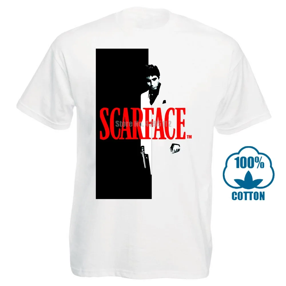 2018 Горячая Мода Supre 17Fw Scarface split Tee Мужская футболка s черная S 3Xl с коротким рукавом