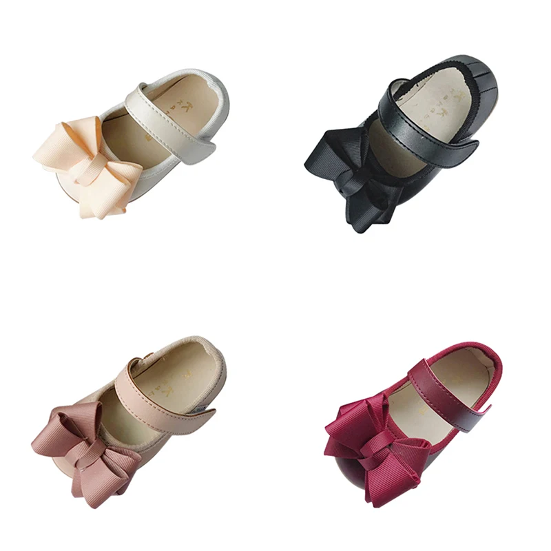 

Kids Girls Princess Bow New Spring Flat Casual Bowknot Shoes PU Soft Non-slip Footwear 1-7Y