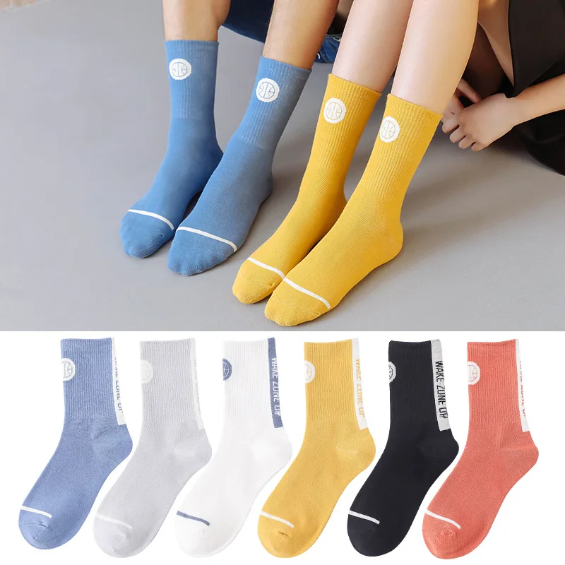 

Classic basketball sports socks couple high elastic trendy socks line socks female mid-tube alphabet sports unisex socks