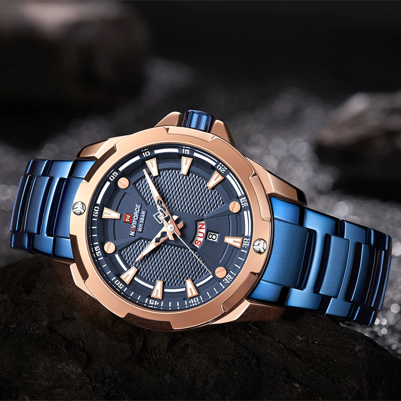 NAVIFORCE мужские часы Топ бренд класса люкс модные кварцевые водонепроницаемые