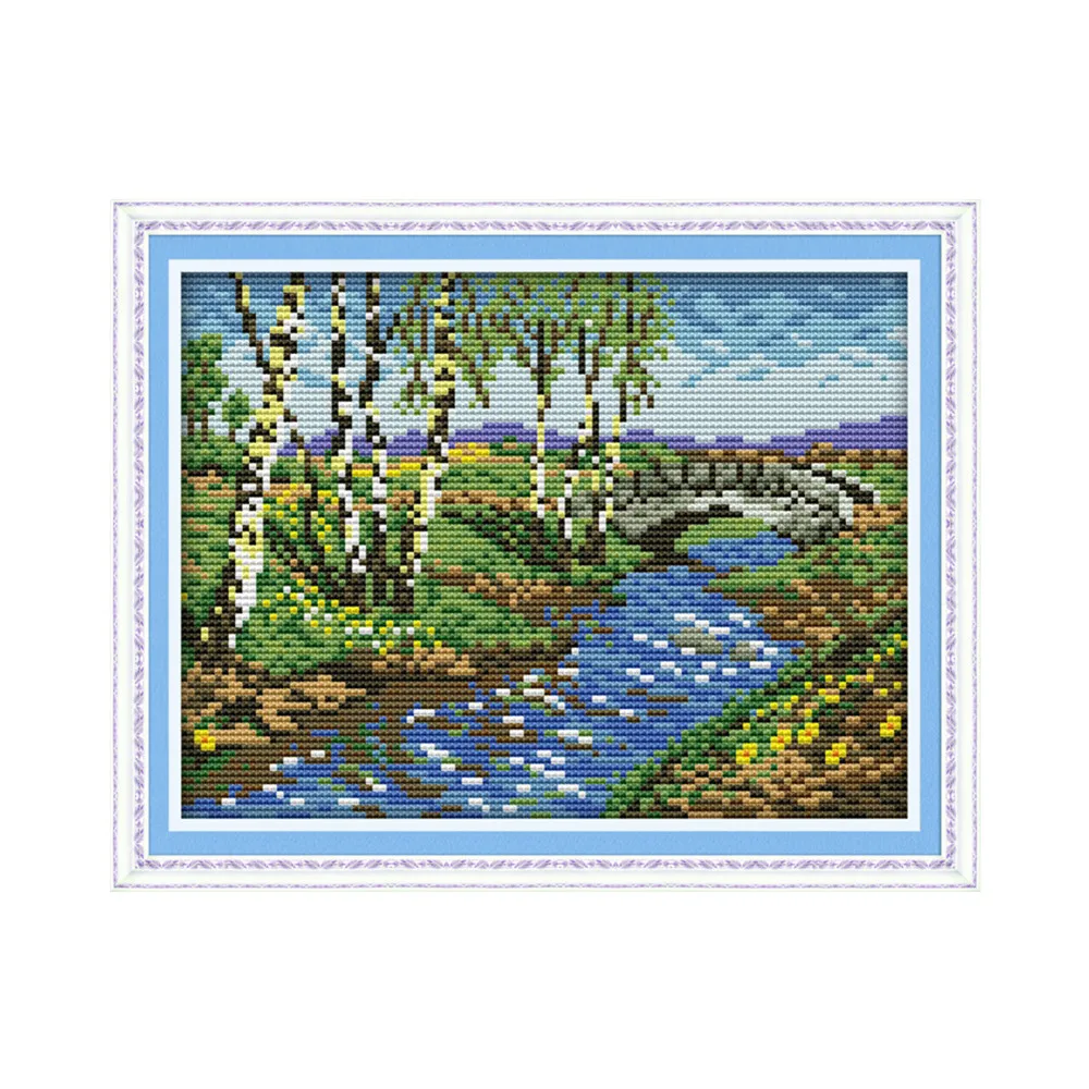 

The scenery of countryside cross stitch kit 14ct 11ct count printed canvas stitching embroidery DIY handmade needlework plus