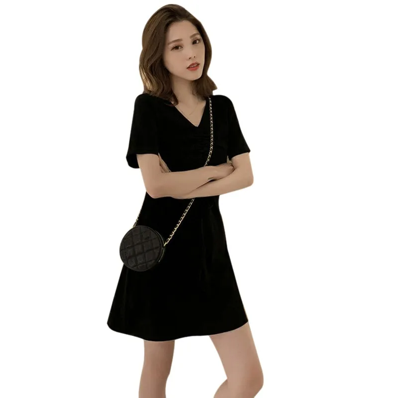 Сексуальное женское летнее платье с v образным вырезом и коротким рукавом